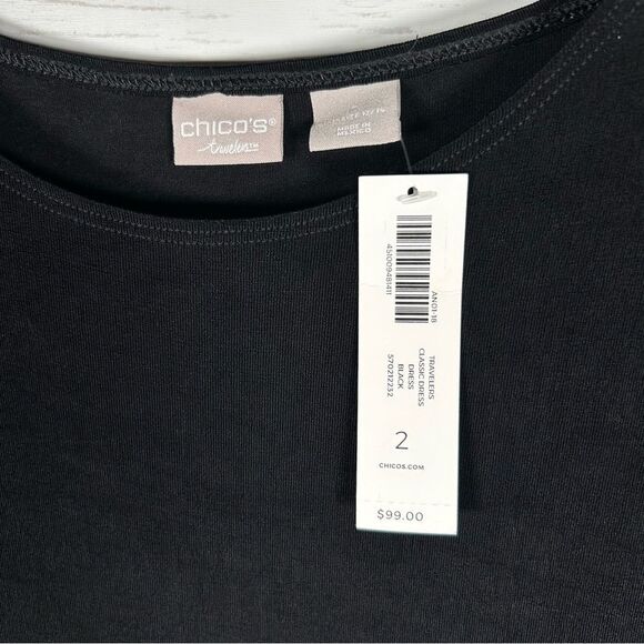 Chico’s Traveler’s Classic Midi Cocktail Business Black Dress 2 L 12-14 NWT $99 - Picture 5 of 8